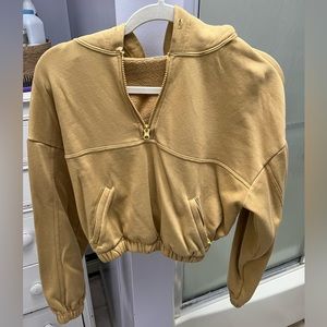 Alo Yoga Mustard Colored Cropped Zip Up